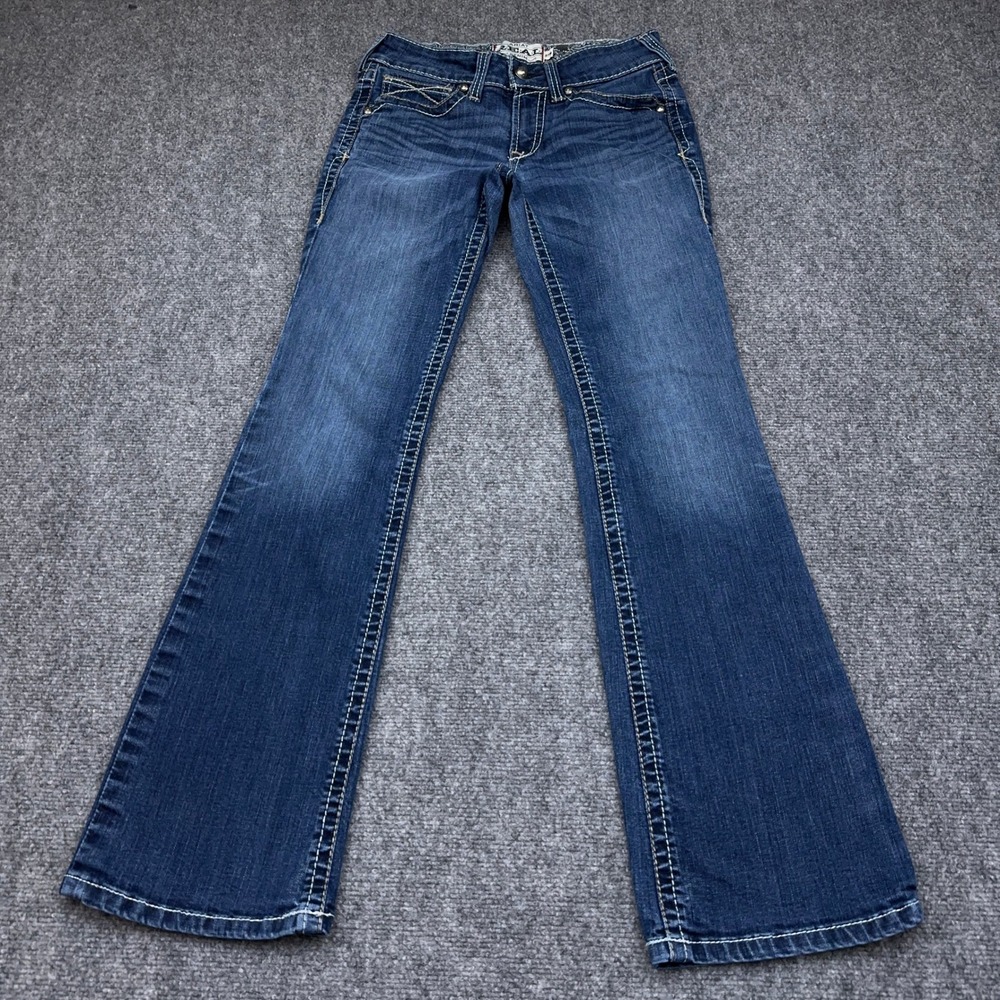Ariat R.E.A.L. Mid-Rise Whipstitch Bootcut Jeans Women's 27R Blue Ocean Wash
